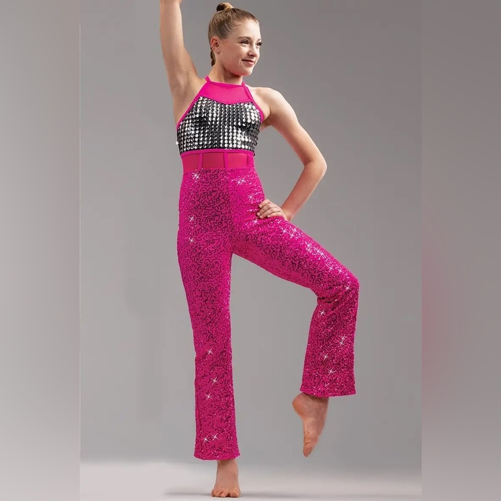 Weissman Teenage Dream costume in Girls Size IC (7/8)-  Pink Sequin Jazz Costume